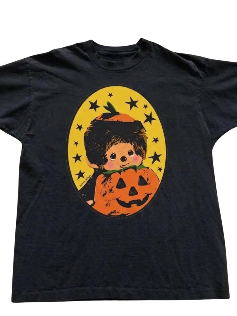 Black Short-Sleeve Tee with Orange Pumpkin Graphic, Gift For Her, For Him